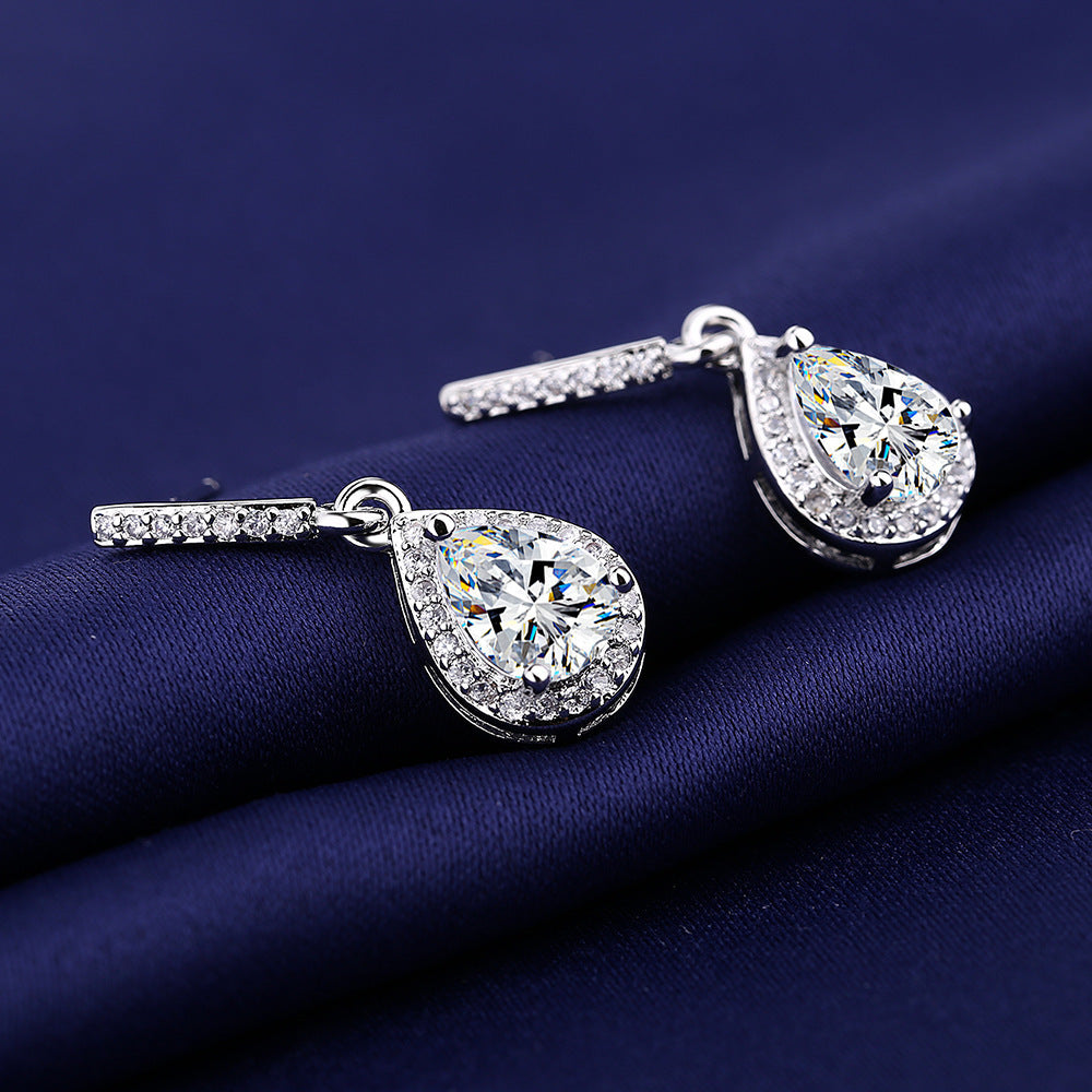Fashion Drop Shape Ear Studs Micro Inlaid Zircon Earrings