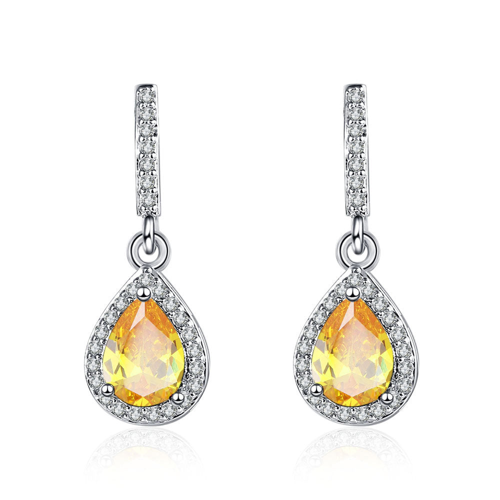Fashion Drop Shape Ear Studs Micro Inlaid Zircon Earrings