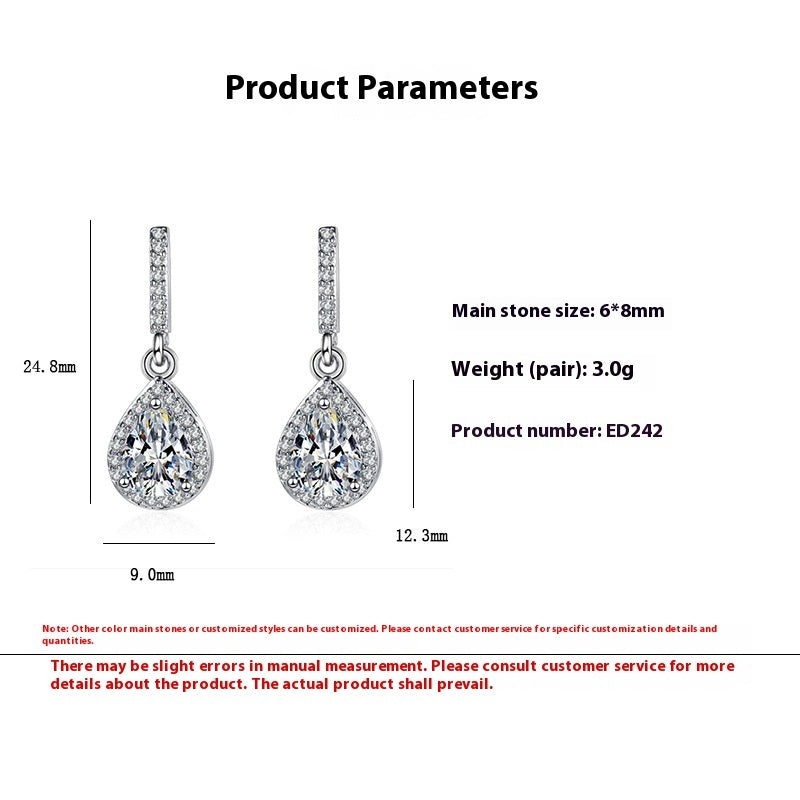 Fashion Drop Shape Ear Studs Micro Inlaid Zircon Earrings