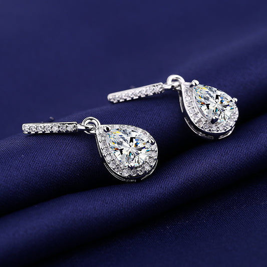 Fashion Drop Shape Ear Studs Micro Inlaid Zircon Earrings AURISTRA 