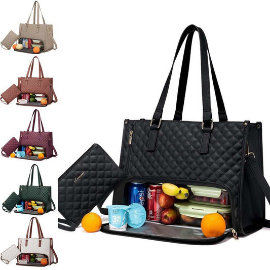 Fashionable Lunch Tote Bag Women's Thermal Insulation Lunch Box Leak-proof Crossbody Computer Storage Bag Quilted Large Capacity Handbag With Purse AURISTRA 