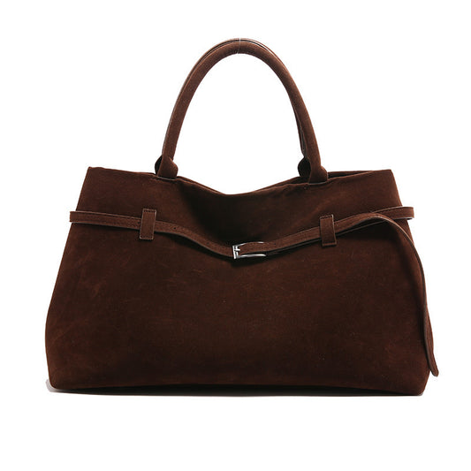 2025 Hot Sale Decorative Design Solid Faux Suede Handbag Large Capacity Casual Tote Bags For Women Tote Design Portable Shoulder Bag AURISTRA 