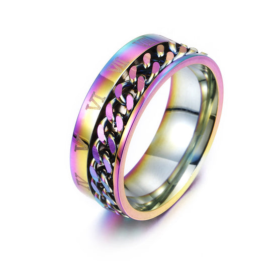 Roman Letter Rotatable Chain Rings Men Digital Titanium Steel RingFor Couple High Quality Multifunctional Bottle Opener Ring Spinner Jewelry Punk Gifts AURISTRA 