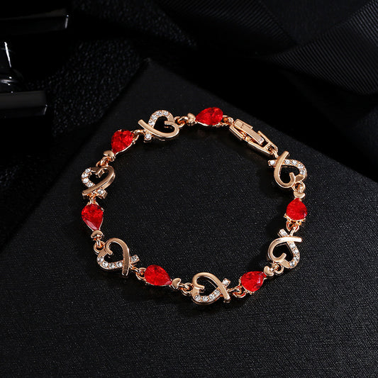 Hollow Love Bracelet With Rhinestones Fashion Temperament Heart-shaped Bracelet For Valentine's Day Gift Jewelry AURISTRA 