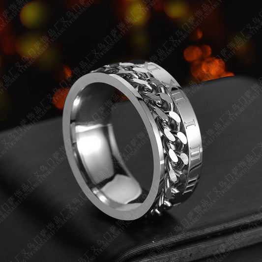 Roman Letter Rotatable Chain Rings Men Digital Titanium Steel RingFor Couple High Quality Multifunctional Bottle Opener Ring Spinner Jewelry Punk Gifts AURISTRA 