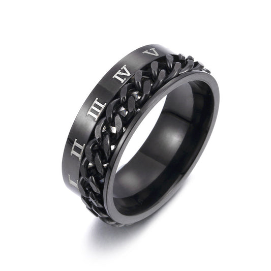 Roman Letter Rotatable Chain Rings Men Digital Titanium Steel RingFor Couple High Quality Multifunctional Bottle Opener Ring Spinner Jewelry Punk Gifts AURISTRA 