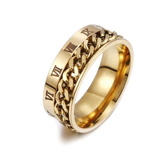 Roman Letter Rotatable Chain Rings Men Digital Titanium Steel RingFor Couple High Quality Multifunctional Bottle Opener Ring Spinner Jewelry Punk Gifts AURISTRA 