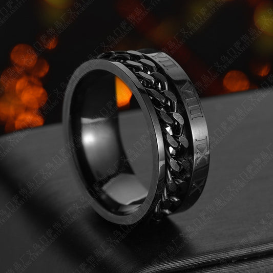 Roman Letter Rotatable Chain Rings Men Digital Titanium Steel RingFor Couple High Quality Multifunctional Bottle Opener Ring Spinner Jewelry Punk Gifts AURISTRA 
