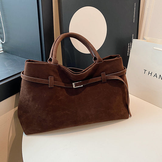 2025 Hot Sale Decorative Design Solid Faux Suede Handbag Large Capacity Casual Tote Bags For Women Tote Design Portable Shoulder Bag AURISTRA 