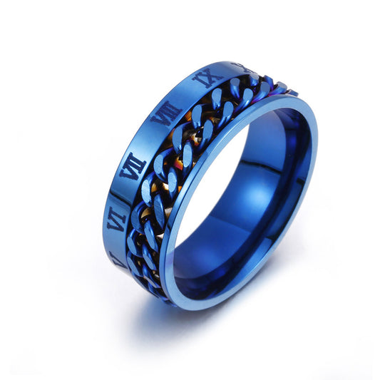 Roman Letter Rotatable Chain Rings Men Digital Titanium Steel RingFor Couple High Quality Multifunctional Bottle Opener Ring Spinner Jewelry Punk Gifts AURISTRA 