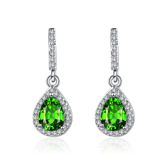 Fashion Drop Shape Ear Studs Micro Inlaid Zircon Earrings AURISTRA 