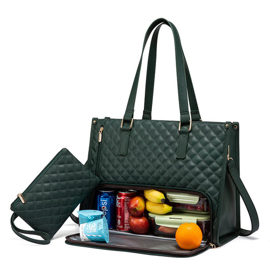 Fashionable Lunch Tote Bag Women's Thermal Insulation Lunch Box Leak-proof Crossbody Computer Storage Bag Quilted Large Capacity Handbag With Purse AURISTRA 