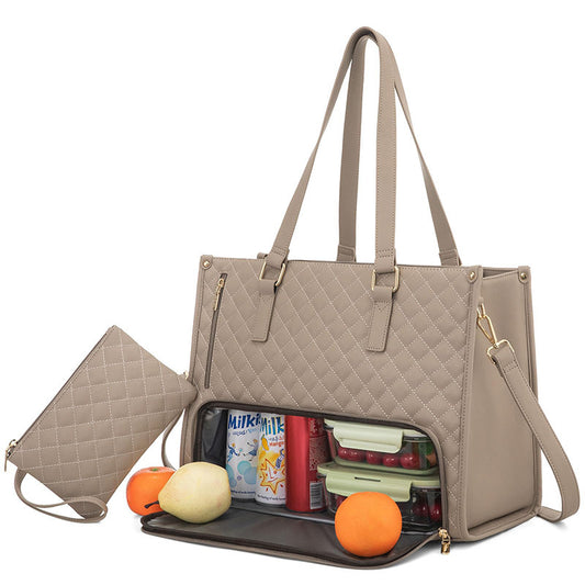 Fashionable Lunch Tote Bag Women's Thermal Insulation Lunch Box Leak-proof Crossbody Computer Storage Bag Quilted Large Capacity Handbag With Purse AURISTRA 