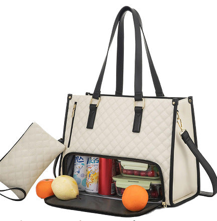 Fashionable Lunch Tote Bag Women's Thermal Insulation Lunch Box Leak-proof Crossbody Computer Storage Bag Quilted Large Capacity Handbag With Purse AURISTRA 