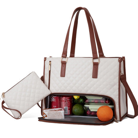 Fashionable Lunch Tote Bag Women's Thermal Insulation Lunch Box Leak-proof Crossbody Computer Storage Bag Quilted Large Capacity Handbag With Purse AURISTRA 