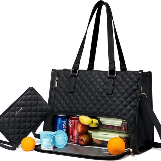 Fashionable Lunch Tote Bag Women's Thermal Insulation Lunch Box Leak-proof Crossbody Computer Storage Bag Quilted Large Capacity Handbag With Purse AURISTRA 