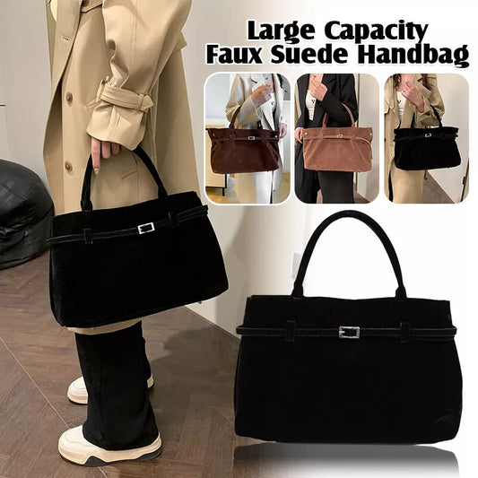 2025 Hot Sale Decorative Design Solid Faux Suede Handbag Large Capacity Casual Tote Bags For Women Tote Design Portable Shoulder Bag AURISTRA 