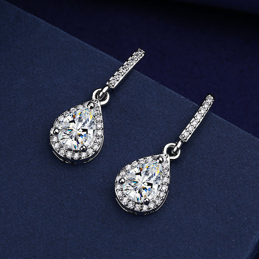 Fashion Drop Shape Ear Studs Micro Inlaid Zircon Earrings AURISTRA 
