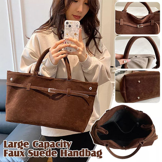 2025 Hot Sale Decorative Design Solid Faux Suede Handbag Large Capacity Casual Tote Bags For Women Tote Design Portable Shoulder Bag AURISTRA 