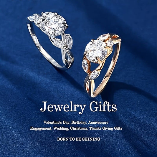 1.2ct Willow Shape Moissanite Women's Engagement Ring, 1.2ct D Color VVS1 Clarity Lab Made Wedding Rings Tree Branch Moissanite Ring Women's Gift AURISTRA 