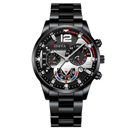 2pcs Men's New Popular Steel Strip Fashion Business Three Eye Quartz Watch Bracelet Set Valentine's Day Gifts AURISTRA 