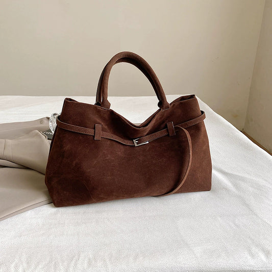 2025 Hot Sale Decorative Design Solid Faux Suede Handbag Large Capacity Casual Tote Bags For Women Tote Design Portable Shoulder Bag AURISTRA 