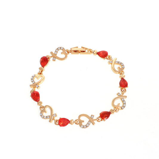 Hollow Love Bracelet With Rhinestones Fashion Temperament Heart-shaped Bracelet For Valentine's Day Gift Jewelry AURISTRA 